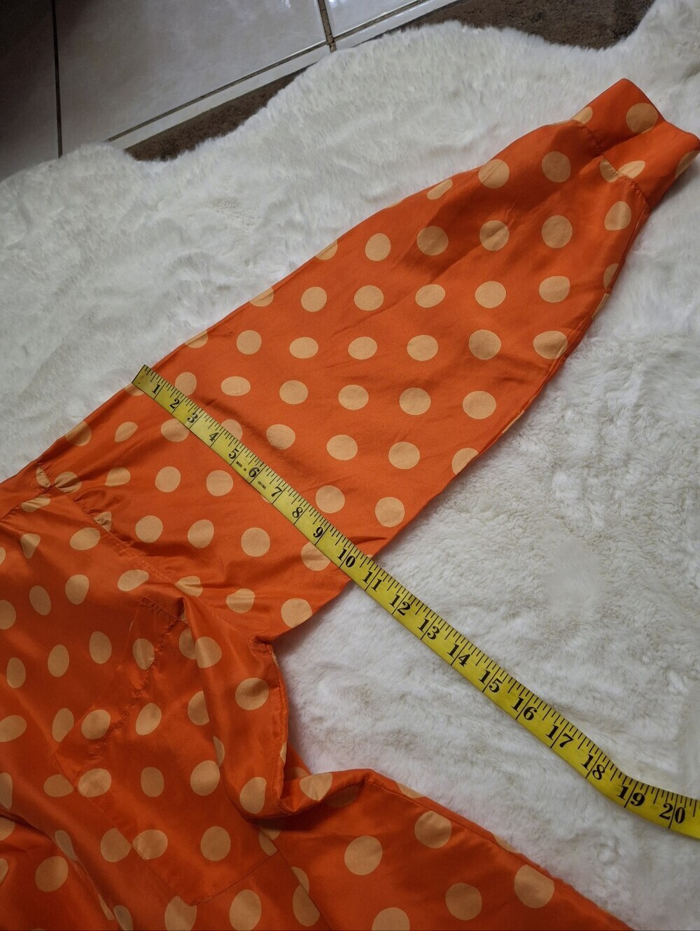 NAF NAF Paris Silk Orange with Beige Polka-Dots Button-Up Blouse Size X-Large - Picture 15 of 16